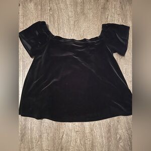 Francesca’s Black Velvet Off-Shoulder Top